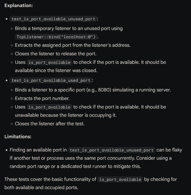 net.rs unit test results explanation