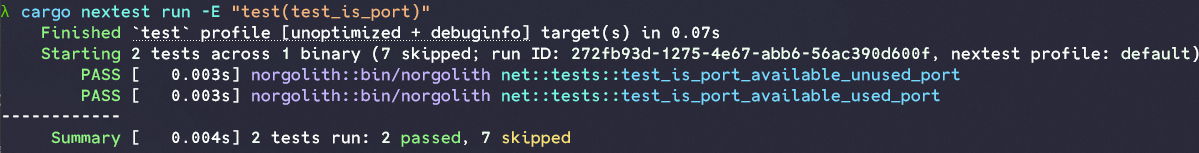 net.rs tests run